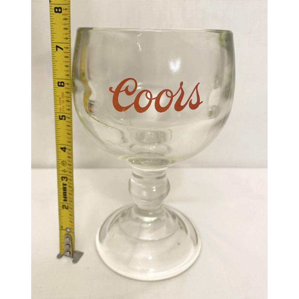 Coors Heavy Beer Goblet Ball Stemmed Schooner Thick Glass Chalice Man Cave 7.5"